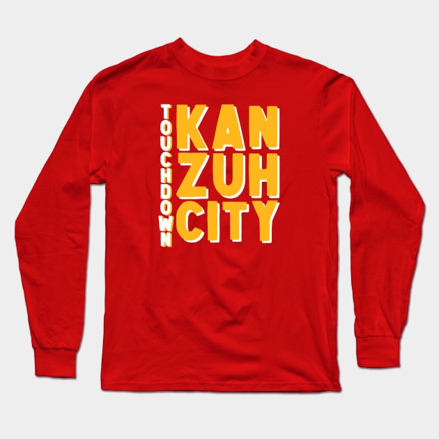 Touchdown Kan Zuh City - Red Long Sleeve T-Shirt by Fountain City Designs KC